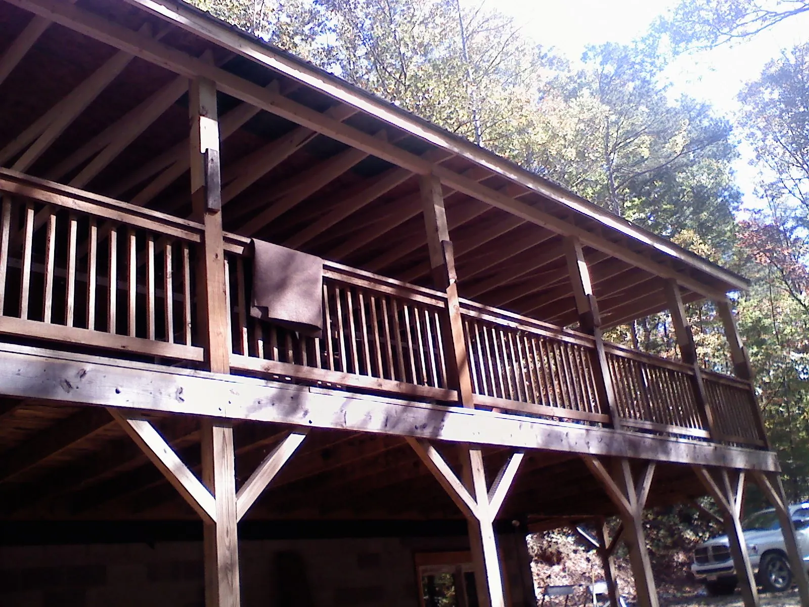 Timber framing under a new elevated porch and deck — Roof Leak Repair in South Pittsburg by Roofing Brothers